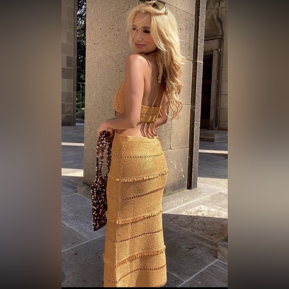 ZARA BUCKLED METALLIC THREAD KNIT DRESS SIZA LARGE - Picture 10 of 13